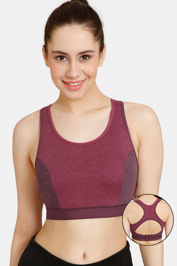 Buy Rosaline Low Impact Sports Bra With Racer Back - Red Plum